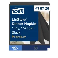 Õhtusöögisalvrätikud Tork LinStyle 4F must, 39 x 39 cm, 50 tk 478726