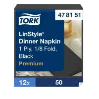 Õhtusöögisalvrätik Tork  Premium Linstyle®,39x39cm, 50tk, must 478151