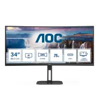 AOC | Curved Monitor | CU34V5C/BK | 34 " | VA | WQHD | 21:9 | 100 Hz | 4 ms | 3440 x 1440 | 300 cd/m² | HDMI ports quantity 1