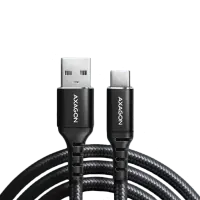Axagon Data and charging USB 2.0 cable length 2 m. 3A. Black braided.