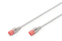 CAT 6 U-UTP  Slim patch cord | Patch cord | Transparent red coloured connector for easy identification of Category 6 (250 MHz). Inner conductors: Copper (Cu) | Grey | 2 m | Modular RJ45 (8/8) plug