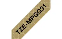 Brother | TZe-MPGG31 | Black On Gold Pattern | TZe