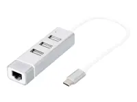 Digitus | USB Type-C 3-Port Hub + Fast Ethernet LAN Adapter | DA-70253