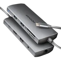 AXAGON HMC-8HLSA USB-C 3.2 Gen 1 hub, 3x USB-A + 4K/30Hz HDMI + SD/microSD, GLAN, Audio, PD 100W, 20cm USB-C cable