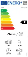 Bosch Dishwasher | SPV2HMX42E | Built-in | Width 45 cm | Number of place settings 10 | Number of programs 5 | Energy efficiency class E | Display | White – pilt 10