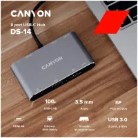 CANYON hub DS-14 8in1 4k USB-C Dark Grey