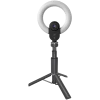 LORGAR Circulus 910, Streaming web camera, 5MP 2592X1944 max resolution, up to 60fps, 1/2.8", Sony STARVIS CMOS image sensor, full glass lens, 5.5'' built-in ring light (1700-14 000K), foldable tripod, auto focus, dual microphones with AI noise reduction, USB Type C, size: 470*133*115mm, 0.525kg, black+white
