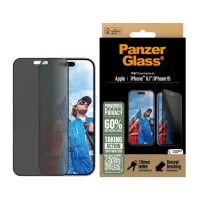 PanzerGlass Screen protector | Apple | iPhone 16/iPhone 15 | Glass | Black | Ultra-Wide Fit