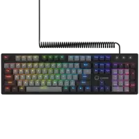 LORGAR Azar 514, Wired mechanical gaming keyboard, RGB backlight, 1680000 colour variations, 18 modes, keys number: 104, 50M clicks, linear dream switches, spring cable up to 3.4m, ABS plastic+metal, magnetic cover, 450*136*39mm, 1.17kg, black, EN layout