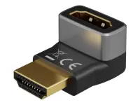 Goobay HDMI Angled Adapter 90° Vertical, 8K at 60 Hz, Gold-Plated, Black/Silver | 72009