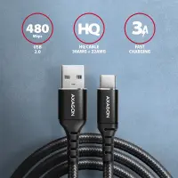 Axagon BUCM-AM10AB USB-kaabel USB 2.0 1 m USB A USB C 0,48 Gbit/s Must – pilt 5