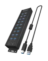 Raidsonic | 20-in-1 USB HUB with power supply, on/off button and mounting brackets | IB-HUB1720-U3