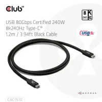 CLUB 3D USB Type-C 1.2m Black Cable