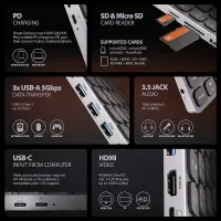 Axagon HMC-KB-US sülearvuti dokk ja pordireplikaator Juhtmega ühendatud USB 3.2 Gen 1 (3.1 Gen 1) Type-C Hall – pilt 13