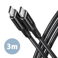 Axagon BUCM-CM30AB USB-kaabel USB 2.0 3 m USB C 0,48 Gbit/s 60 W Must