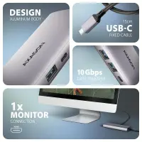 Axagon HMC-6G2L sülearvuti dokk ja pordireplikaator Juhtmega ühendatud USB 3.2 Gen 2 (3.1 Gen 2) Type-C Alumiinium – pilt 23