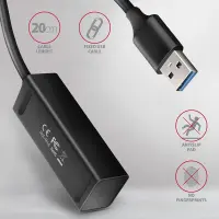 Axagon HUE-M1A jaotur USB 3.2 Gen 1 (3.1 Gen 1) Type-A 5000 Mbit/s Must – pilt 7