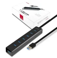 Axagon HUE-SA7BP jaotur USB 3.2 Gen 1 (3.1 Gen 1) Type-A 5000 Mbit/s Must