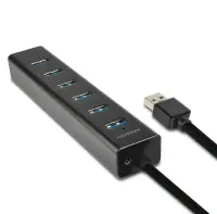 Axagon HUE-SA7BP jaotur USB 3.2 Gen 1 (3.1 Gen 1) Type-A 5000 Mbit/s Must – pilt 4