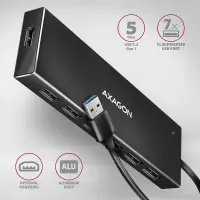 Axagon HUE-F7A 7x USB 3.2 Gen 1 ALU FLAT hub micro power IN 1m USB-A USB 3.2 Gen 1 (3.1 Gen 1) Type-A 5000 Mbit/s Must – pilt 7