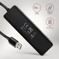Axagon HUE-C1A jaotur USB 3.2 Gen 1 (3.1 Gen 1) Type-A 5000 Mbit/s Must – pilt 4