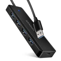 Axagon HUE-C1A jaotur USB 3.2 Gen 1 (3.1 Gen 1) Type-A 5000 Mbit/s Must – pilt 10