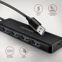 Axagon HUE-C1A jaotur USB 3.2 Gen 1 (3.1 Gen 1) Type-A 5000 Mbit/s Must – pilt 11