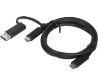 Lenovo 4X90U90618 USB-kaabel USB 3.2 Gen 1 (3.1 Gen 1) 1 m USB A/USB C USB C Must