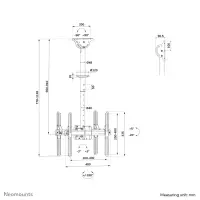 Neomounts NM-C440DBLACK Dual monitor/TV mount ceiling | Adjustable Height, Rotate, Tilt, Swivel | 32-60 " | Maximum weight (capacity) 45 kg | Black – pilt 10