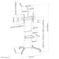 Neomounts Floor stand | FL50-550BL1 TV trolley | Adjustable Height, Tilt | 37-70 " | Maximum weight (capacity) 50 kg | Black – pilt 24