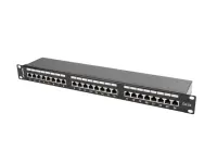 Lanberg | Patch Panel 24 Port 1U 19" CAT.5E FT with Cable Organizer Shielded | PPS5-1024-B | Black
