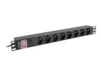 Lanberg Power Distribution Unit (PDU) 19" 1U 16A 2m 8x French Outlets | PDU-08E-0200-BK