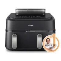 Philips | Dual Basket Airfryer | NA551/00 5000 Series | Power 2750 W | Capacity 9 L | RapidAir Plus and Air Steam | Black