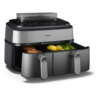 Philips Dual Basket Airfryer | NA555/00 5000 series | Power 2750 W | Capacity 9 L | RapidAir Plus | Silver