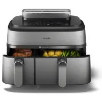 Philips Dual Basket Airfryer | NA555/00 5000 series | Power 2750 W | Capacity 9 L | RapidAir Plus | Silver – pilt 4