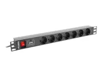 Lanberg | Power Distribution unit (PDU) 19" 1U 10A 2M 7X Schuko Outlets | PDU-07F-0200-IEC-BK