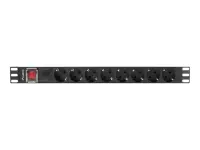 Lanberg Power Distribution unit (PDU) 19" 1U 16A 2m 8X Schuko oulets | PDU-08F-0200-BK
