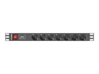 Lanberg Power Distribution unit (PDU) 19" 1U 16A 2m 7X Schuko oulets | PDU-07F-0200-BK