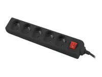 Lanberg Cable Power Strip, 5X French Outlets with Switch, Quality-Grade Copper, 1.5 m | PS1-05E-0150-BK