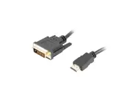 Lanberg HDMI to DVI-D Cable Dual Link with Gold-Plated 4K Connectors | CA-HDDV-20CU-0018-BK | HDMI to DVI-D | 1.8 m