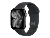 Apple Watch Series 11 GPS + Cellular 42mm Jet Black Aluminium Case with Black Sport Band - S/M | Apple