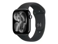 Apple Watch Series 11 GPS + Cellular 46mm Jet Black Aluminium Case with Black Sport Band - S/M | Apple