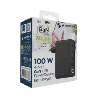 CHARGER USB 100W 4PORT GAN/TA-UC-PDQC100LCD-01-BK GEMBIRD – pilt 2