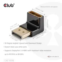 CLUB3D CAC-1008 kaabli soomuutja DisplayPort Must
