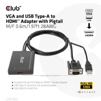 CLUB3D CAC-1720 videokaabliadapter 0,6 m HDMI tüüp A (Standard) VGA (D-Sub) + USB Must – pilt 5