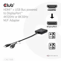 CLUB3D CAC-1335 videokaabliadapter 1 m HDMI + USB DisplayPort Must