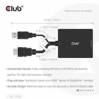 CLUB3D CAC-1335 videokaabliadapter 1 m HDMI + USB DisplayPort Must – pilt 2
