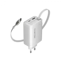 CANYON charger OnCharge 65RC Build-In Cable USB-C 65W 1xPD 1xQC EU White