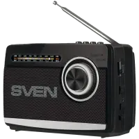 Speaker SVEN SRP-155, black (3W, Bluetooth, FM/AM/SW, USB, microSD, flashlight, battery)