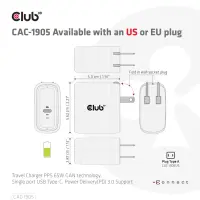 CLUB3D CAC-1905EU mobiilseadme laadija Universaalne Must Vahelduvvool Kiirlaadimine Hoonesisene – pilt 11